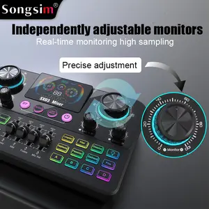 Songsim-SX03 digital mixer, 12 sound effects, independent control, compatible with multiple devices. Suitable for live streaming, podcasts, DJ sets, and streaming media