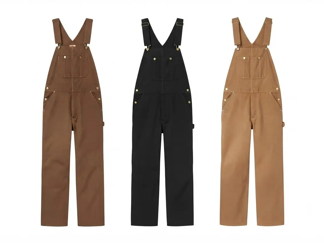 Classic Bib Overalls in Brown Black and Tan Colors for Everyday Wear Casual Outfits