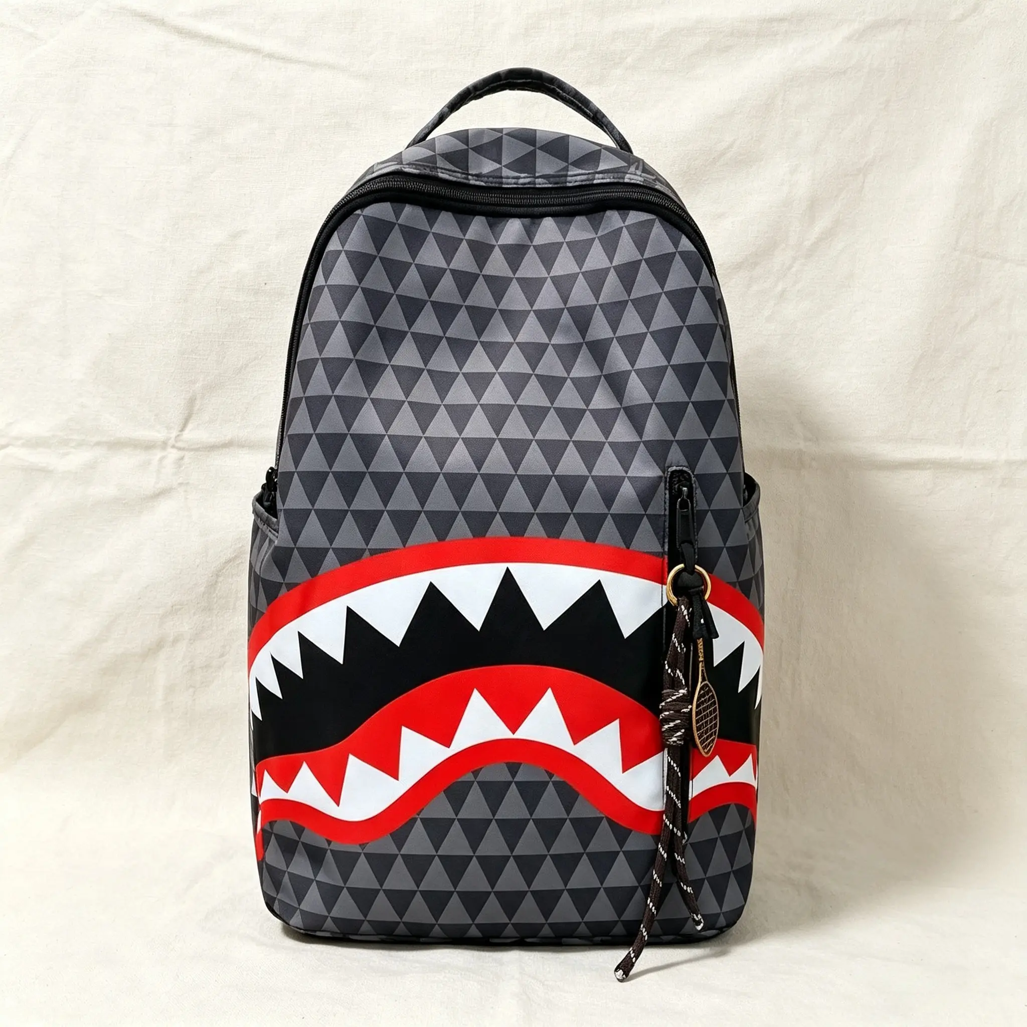 2026 Durable PU Business Backpack - Independent Laptop Compartment, Classic Plaid Shark Mouth Print, Large Capacity, Versatile for Work & College Campus Commutes
