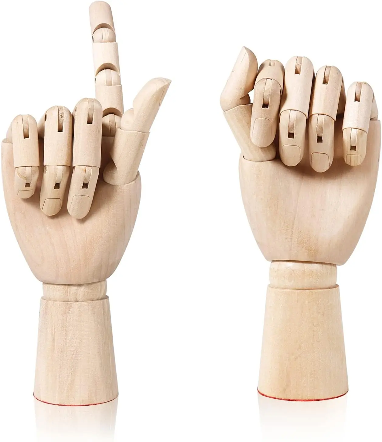 10 Inch Wooden Hand Manikin Set, Left and Right Posable Drawing Models | 2 Pcs Articulated Artist Reference Figures for Sketching, Painting, Jewelry Display and Desk Decor