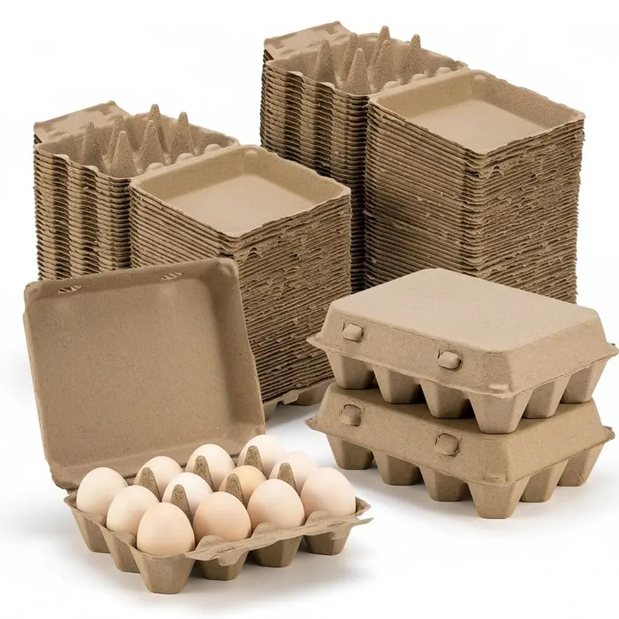 24PCS Natural Pulp Egg Cartons - 3×4 Grid Reusable Storage Boxes, Bird Supplies Storage Solutions, 24pcs for Batches, Reuse for Chicken Coops & Home Use, Reuse For Eggs