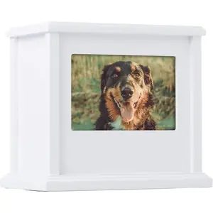 Dog or Cat Personalized Memory Box Keepsake, Pet Urn, Wooden Memorial Dog Urns For Ashes, White