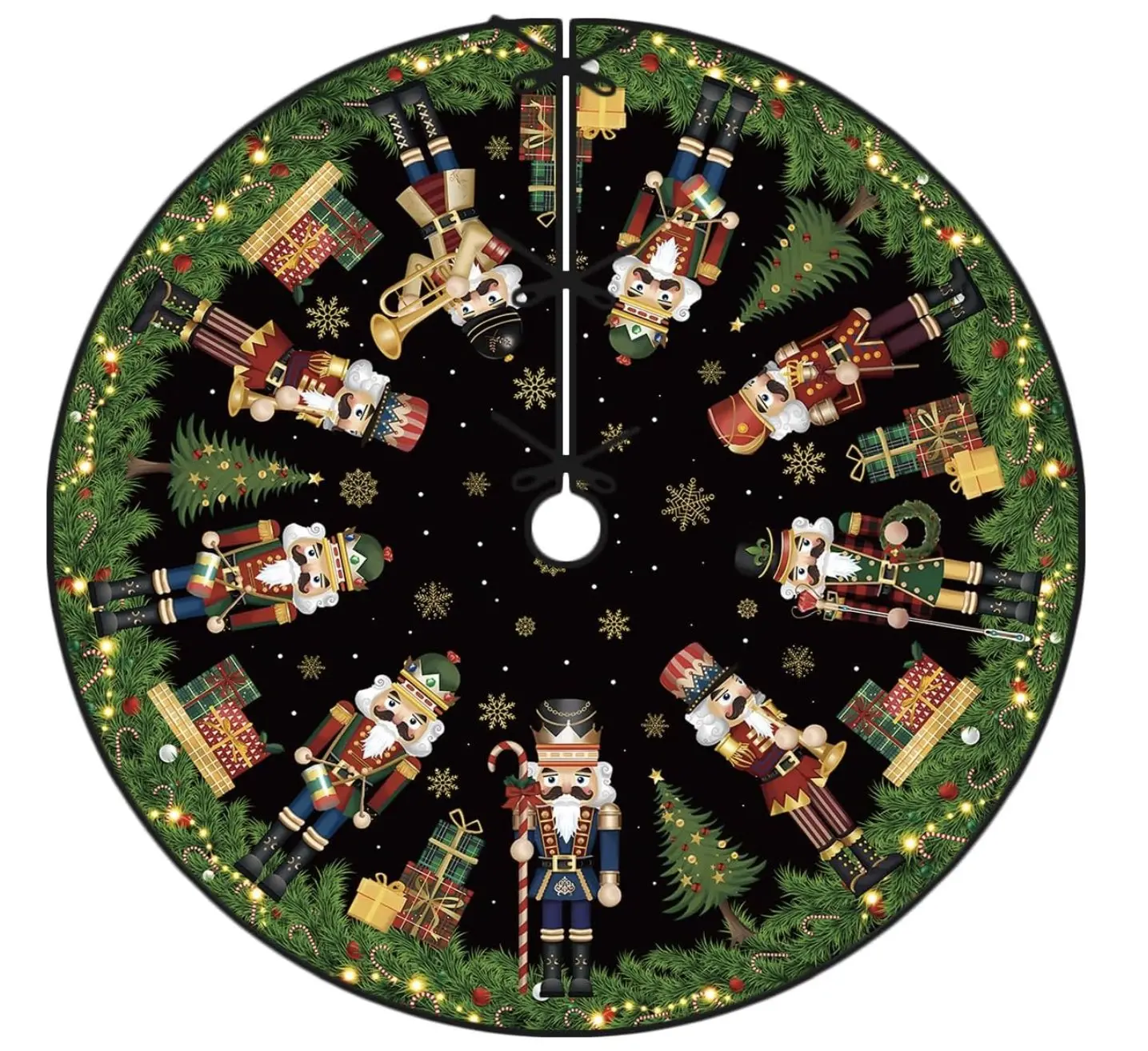 Nutcracker Christmas Tree Skirt 48 Inch Christmas Nutcracker Tree Collar New Year Winter Xmas Tree Decor Nutcracker Christmas Decorations for Home Party