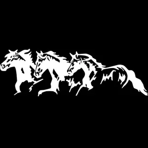 White Running Horses Self-Adhesive Decal Sticker  Decor for   Personalization