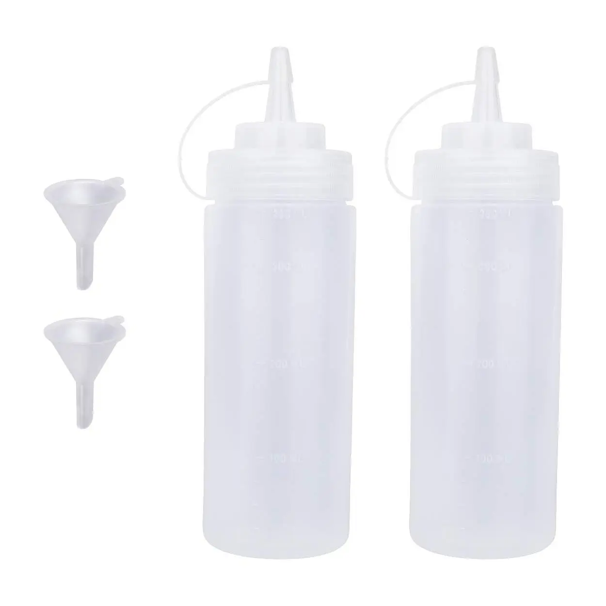 Squeeze Bottles For Sauces 2 Pack  Ketchup Bottle 12 Ounce Plastic Dressing Squirt With Cap Lids And Funnel Condiment Liquids Bbq Pancake Art Dispenser