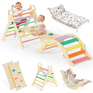 Totsicle- BlueWood Pikler Triangle Playset with Cushion *Rainbow