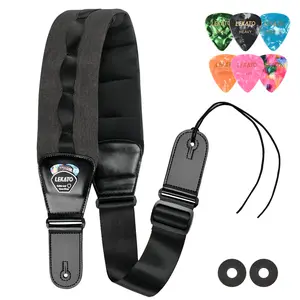 LEKATO LGS-8 3.5” Wide Padded Thickened Foam Bass Guitar Strap, for Heavy Bass and Guitars, Bass Strap Adjustable Length from 45" to 55" Bass Guitar Straps, with 2 Strap Locks & 6 Picks, Bors Girls Friends Gift