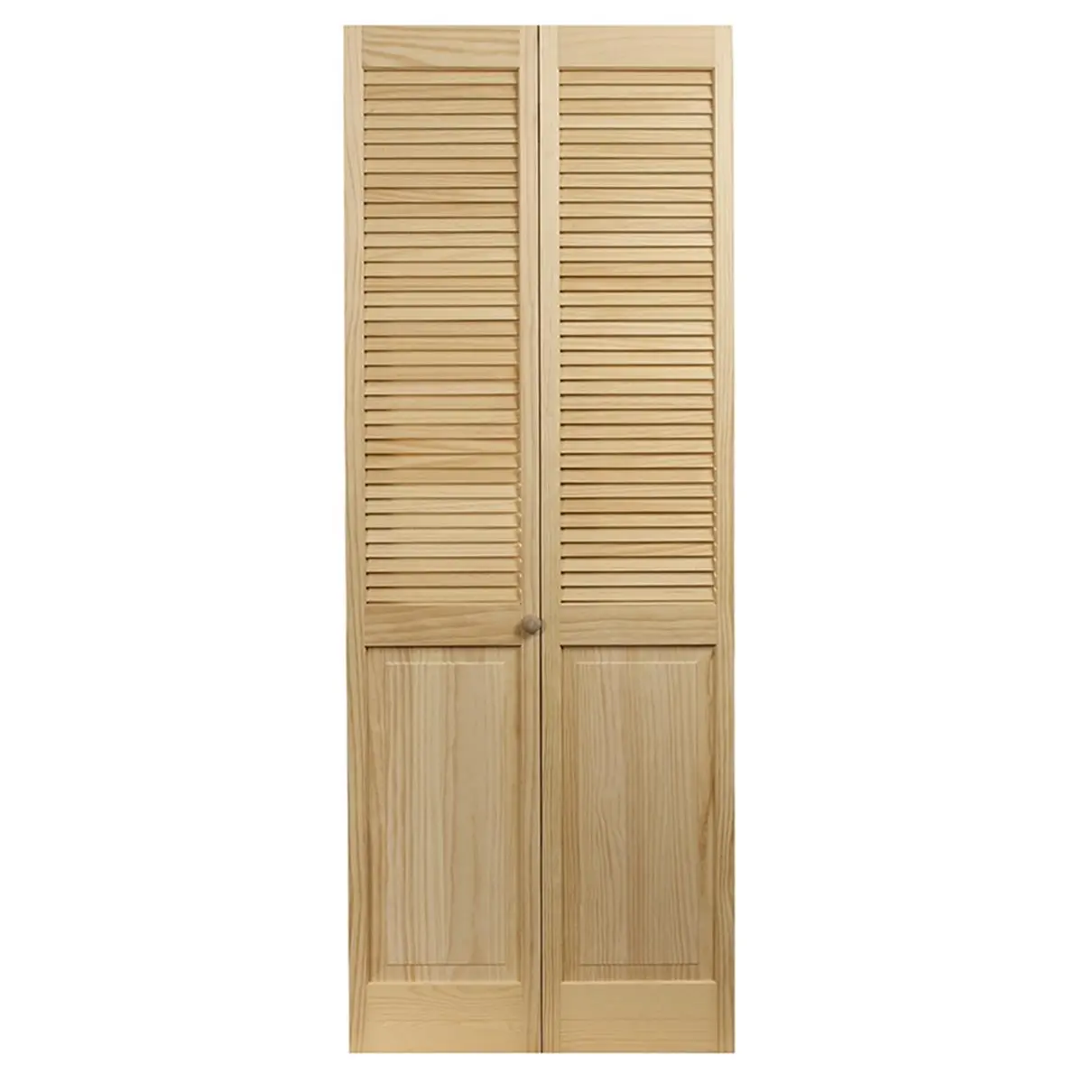 212 MAIN Model 105 Unfinished Wood Bifold Door - 30x80.5 in., Featuring Louvered Top Panel for Enhanced Airflow