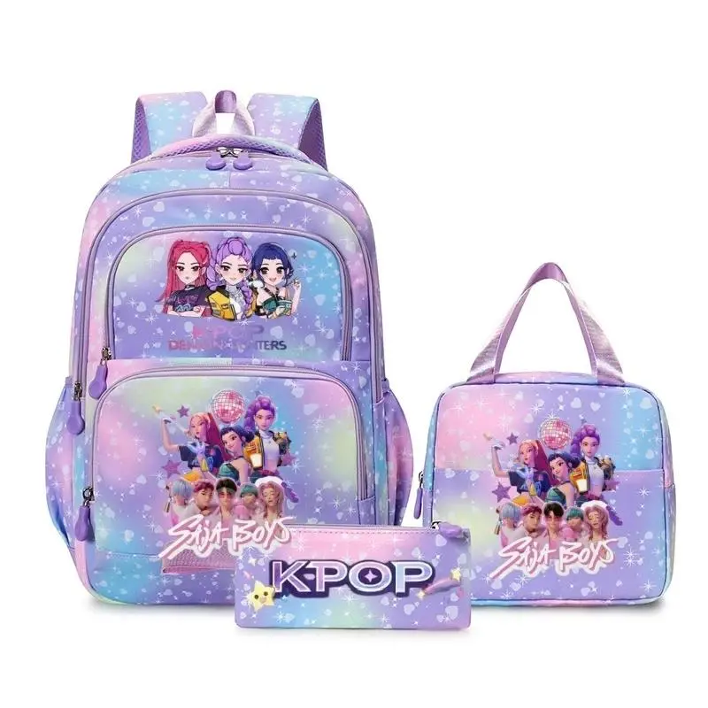 KPop Cartoon Backpacks Colorful Rumi Mira Zoey HUNTR/X Saja Boys School Bags Casual Travel Rucksack Printing Mochila