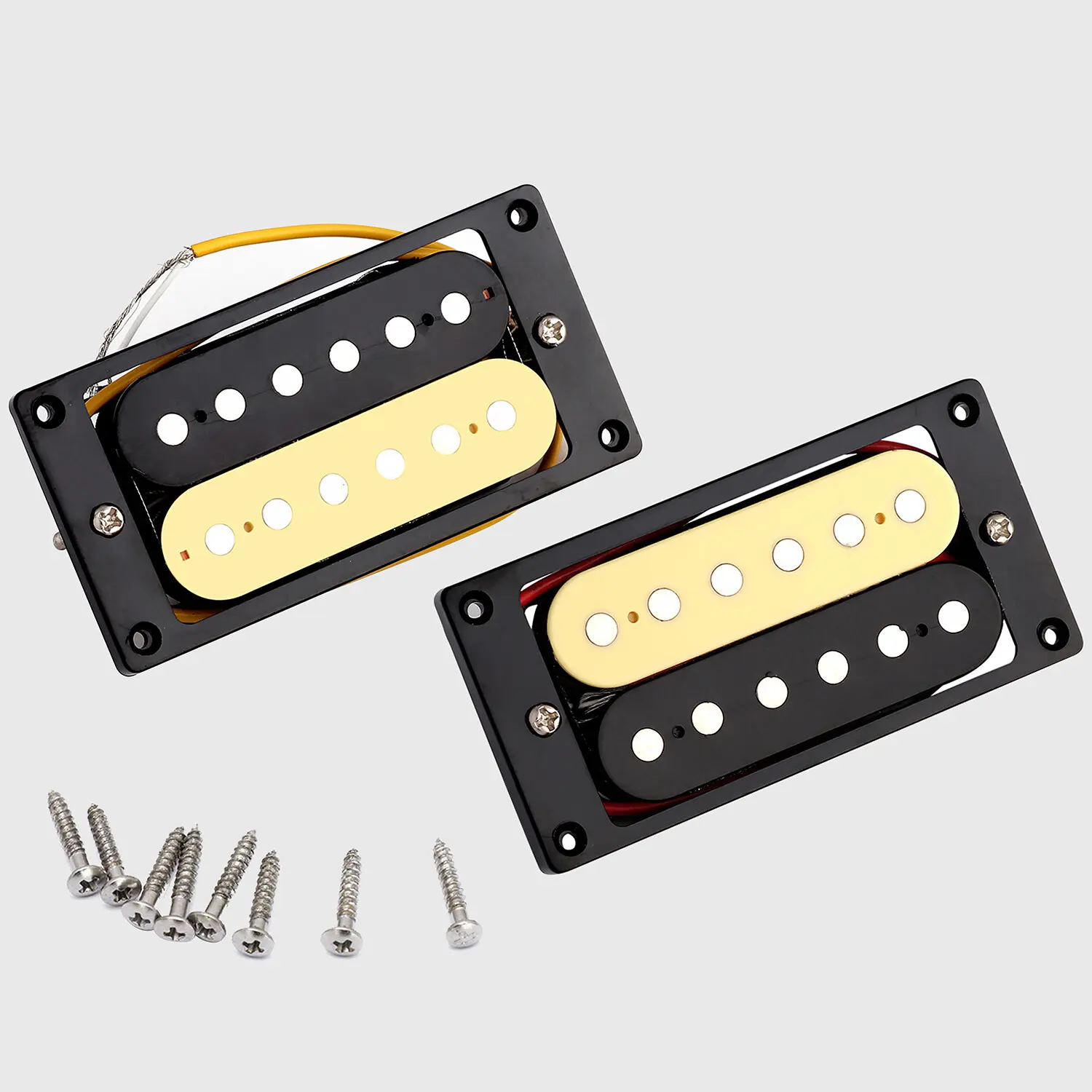 Metallor Double Coil Humbucker Electric Guitar Neck and Bridge Pickup Set - 1 Set Pickup with 50mm Ceramic Magnet, Metal & Plastic Parts, 8 Screws & Tuning Compatibility for Musical Instruments