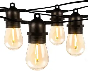 Lepro S14 Outdoor String Lights - 50ft with 15 Shatterproof LED Edison Bulbs, Waterproof Bistro Lights for Deck, Pergola, Porch, Garden, Gazebo