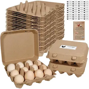 25 Pack Egg Cartons Bulk, 3*4 Style Reusable Empty Natural Paper Pulp Cardboard Egg Tray Holder Containers for Farmers, Home Use & Transport