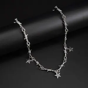 [High-end design] Personalized thorn-shaped five-pointed star necklace hip-hop thorn-shaped necklace high-end handsome and charming niche design fashionable and versatile