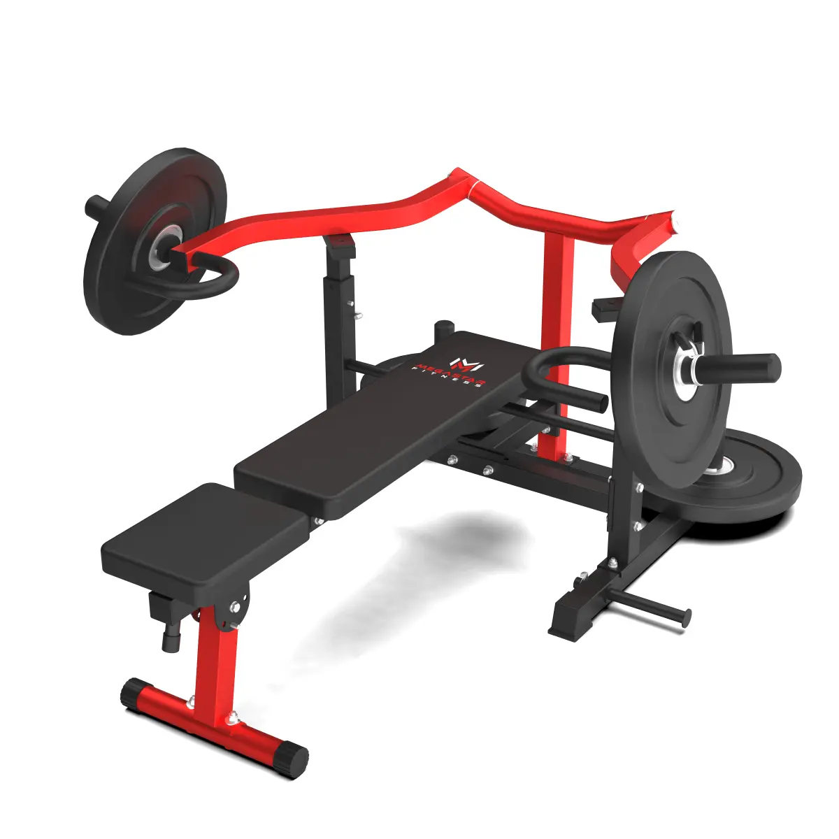 Chest Press Machine – Bench Press with Adjustable Backrest & Dual Band Pegs, Adjustable Flat Incline Bench for Chest, AB Workouts, Converging Arm Motion for Home Gym
