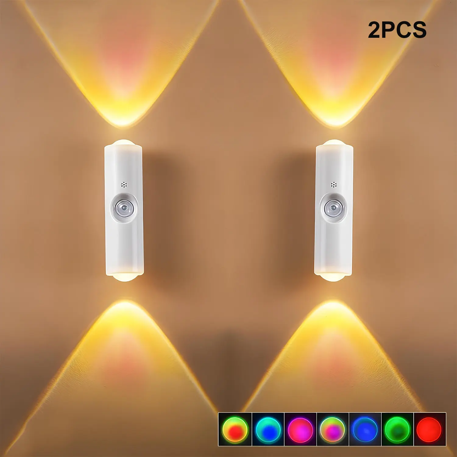 BMTWE 2 PCS Smart LED Night Light with Motion Sensor RGB Gradient Ambient Lighting USB Rechargeable Magnetic Wall Lamp for Bedroom Entryway Hallway Desk Stairs