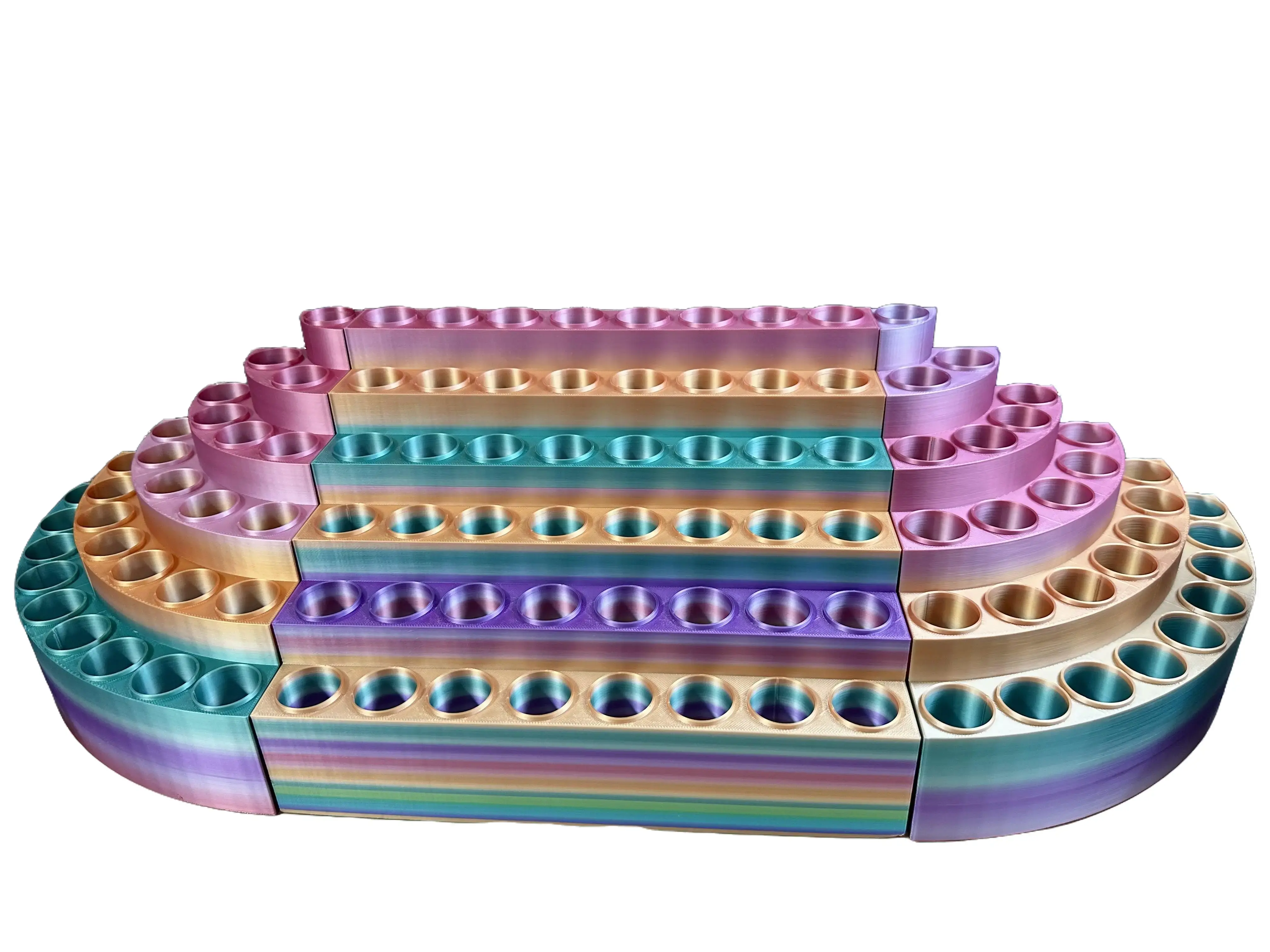 6-Tier Modular Acrylic Stationary Organizer Holder - Desk Organizer with Multi-Slots, Multi-Compartment Office Desk Accessory, Stable Precision-Fit Space-Saver, Pen Holder Display That Organizes Pens for Home & Office, Home Organization