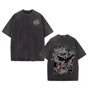 Trendy anime Naruto vintage washed tee, retro distressed short-sleeve shirt, official anime print, soft 100% cotton, breathable and durable, perfect for streetwear, casual outings, cosplay, and anime fans, limited edition collectible