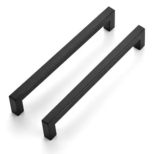 Ravinte 7-1/2 Inch Kitchen Square Cabinet Handles Cabinet Pulls Black Drawer Pulls Kitchen Cabinet Hardware Kitchen Handles for Cabinets Cupboard Handles Drawer Handles