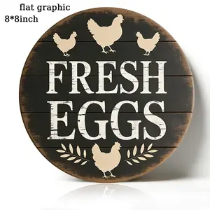 Funny Fresh Eggs Round Metal Sign 8x8 Inch Vintage Rustic Farmhouse Decor for Chicken Lovers & Farm Enthusiasts Premium Aluminum Wall Art Gift Yard Sign Reflective Letters,home decor wall art