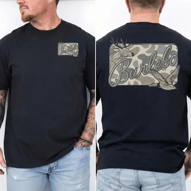 Burlebo Style Deer & Duck graphic tee Fashion Shirt, 100% Cotton Hunting Outdoor T-Shirt for Men Women, Retro Camo Country Streetwear Tee, Soft Breathable Unisex Crewneck Casual Top, Ranch Lifestyle Hunting Shirt, Everyday Outdoorsman G Victory t-shirt
