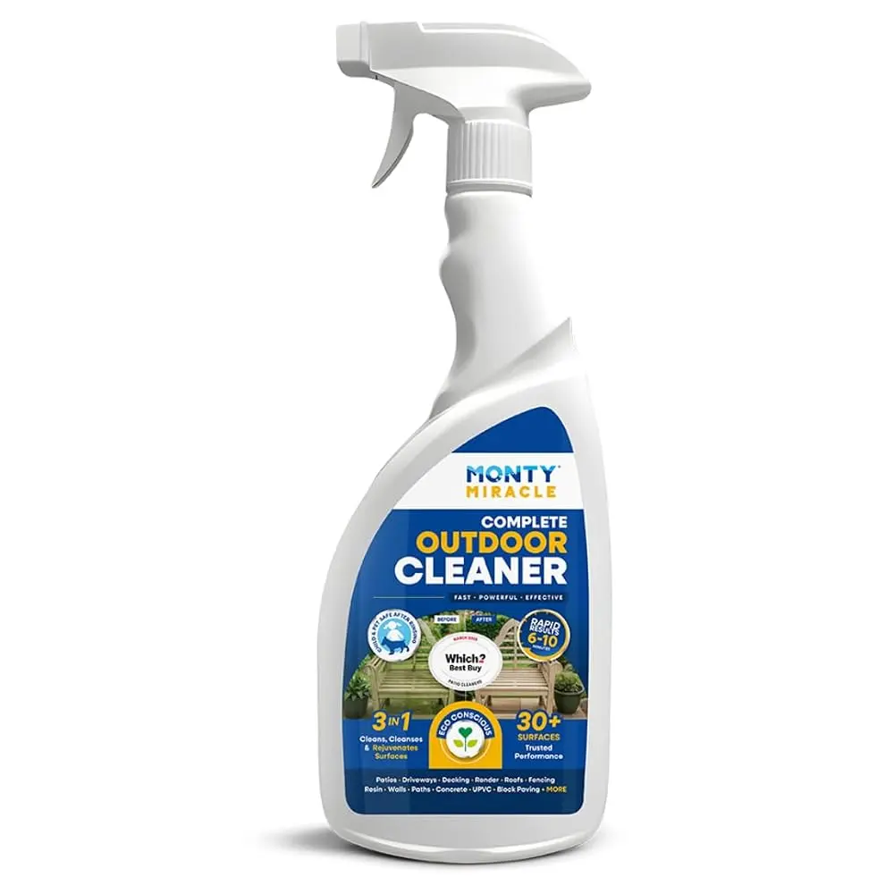 Monty Miracle Outdoor Cleaner for Patio, Decking & Siding, Fast-Acting Formula Removes Black Spots, Stains & Grime