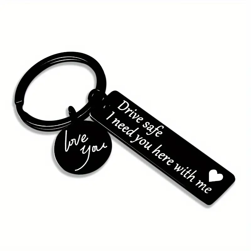 Personalized Couple Keychain Charm - Customizable Name, Name Engraved, Personalized Message Keychain for Driving Safety Reminder (1 Piece), Customizable Name Keychains, Name Engraved Keychains