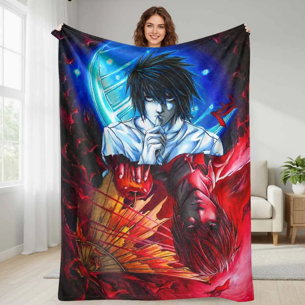 Anime Detective Aesthetic Flannel Blanket Mysterious Genius Boy Print Soft Lightweight Plush Throw Breathable Warmth Bed Cover Ideal For Cozy Living Room Bedroom Sofa Nap Camping Movie Night Gifts