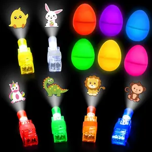 24Pcs Pre filled Easter Eggs with Egg Fillers Finger Lights, Easter Basket Stuffers for Teens Toddler Boys Girls Plastic Easte r Eggs Filled Toys for Kids Party Favors Gifts Glow In The