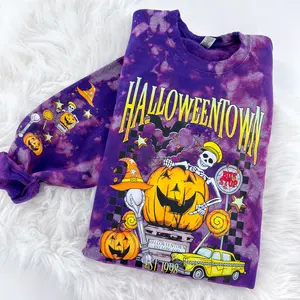 Halloween City Skeleton Town Sweatshirt or Hoodie with sleeve print Comfy Womenswear Tops