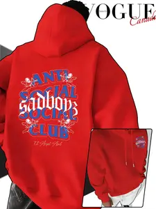 Men's Hooded Sweatshirt Autumn Anti Social Social Club Overlapping Letter Print, Dark Subculture Casual Loose Fit Top