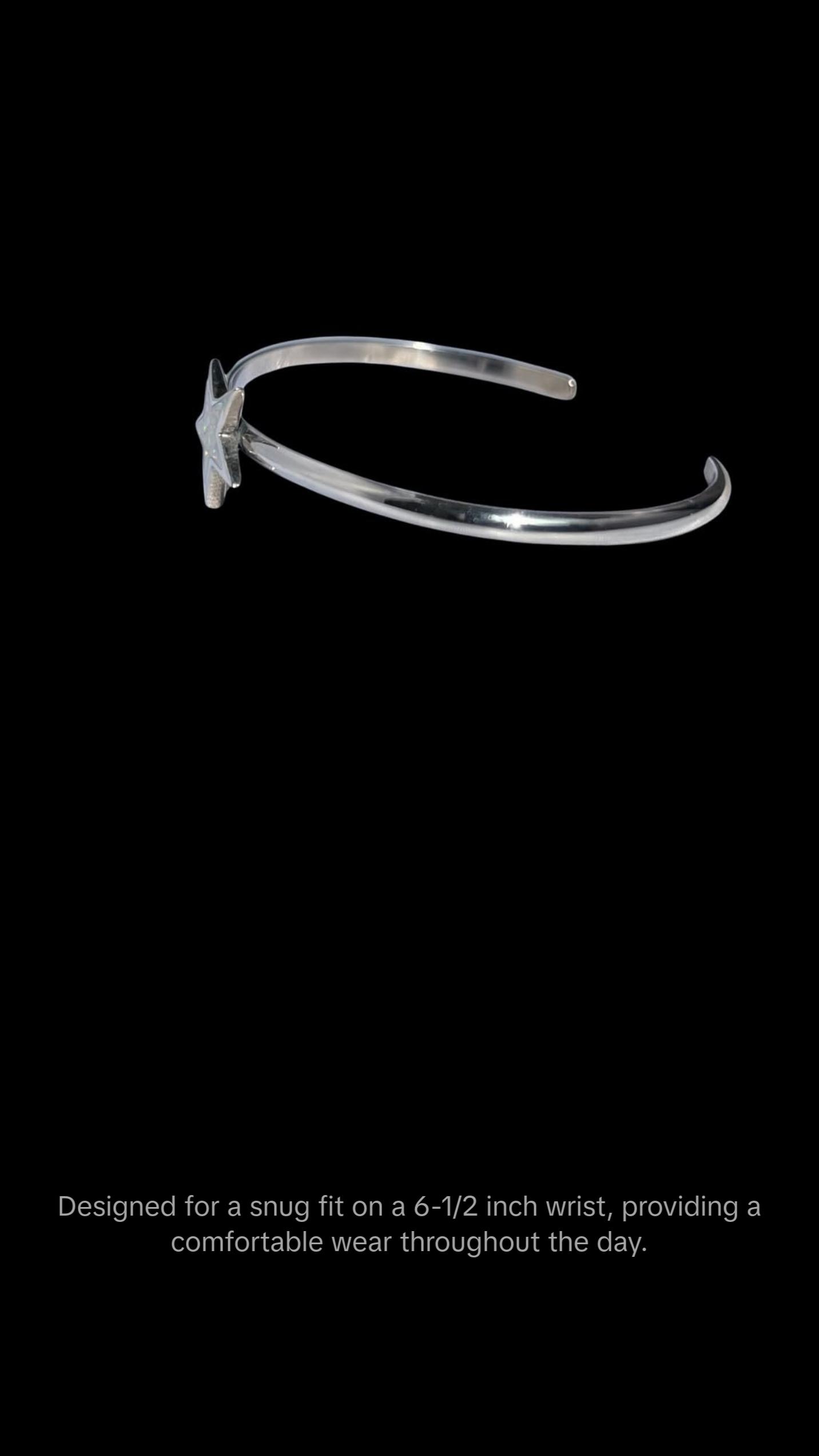 Sterling Silver Cuff Bracelet with Blue or White Opal Star