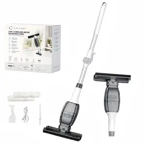 2 in 1 Cordless Electric Water Squeegee & Floor Mop, Water Suction Cleaner with Extendable Handle for Windows, Glass, Floors, Countertops & Bathroom