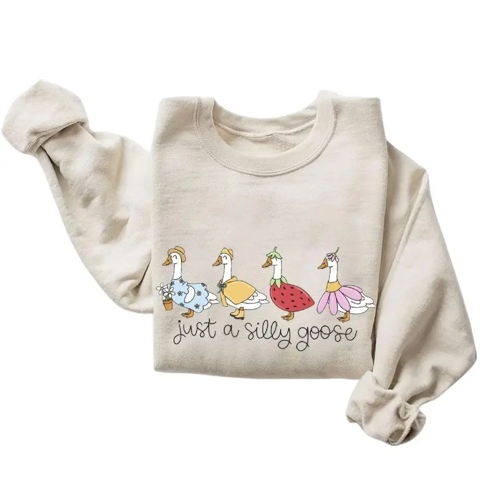 Silly Goose On The Loose Sweatshirt, Goose Silly Goose , Funny Graphic , Cute Goose , Easter Unisex