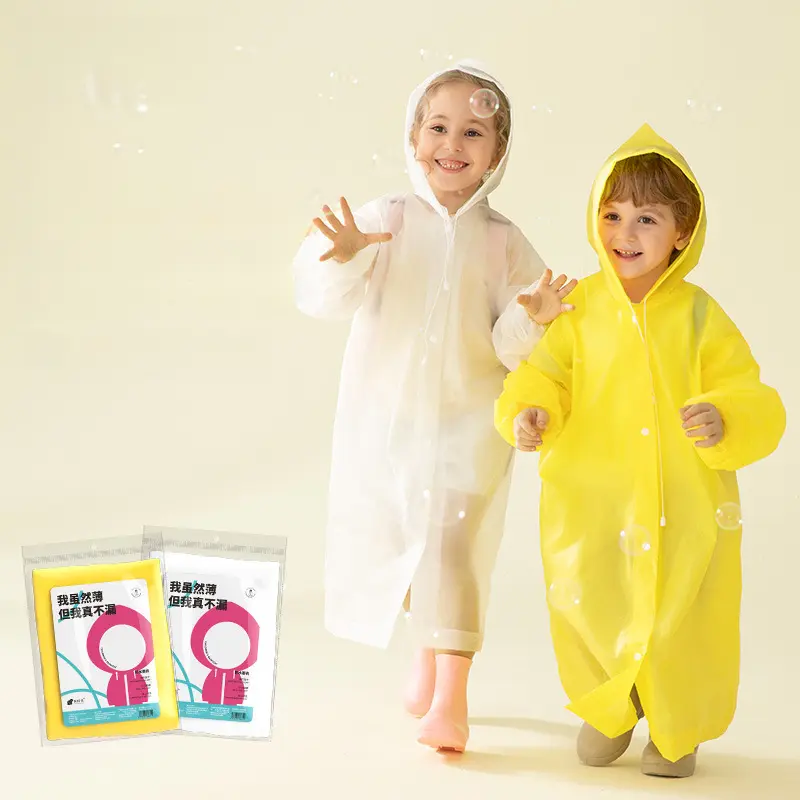 Children's Thickened Raincoat Transparent White for Young Children Spring Outing Elementary School Kindergarten Rain Poncho Boys and Girls