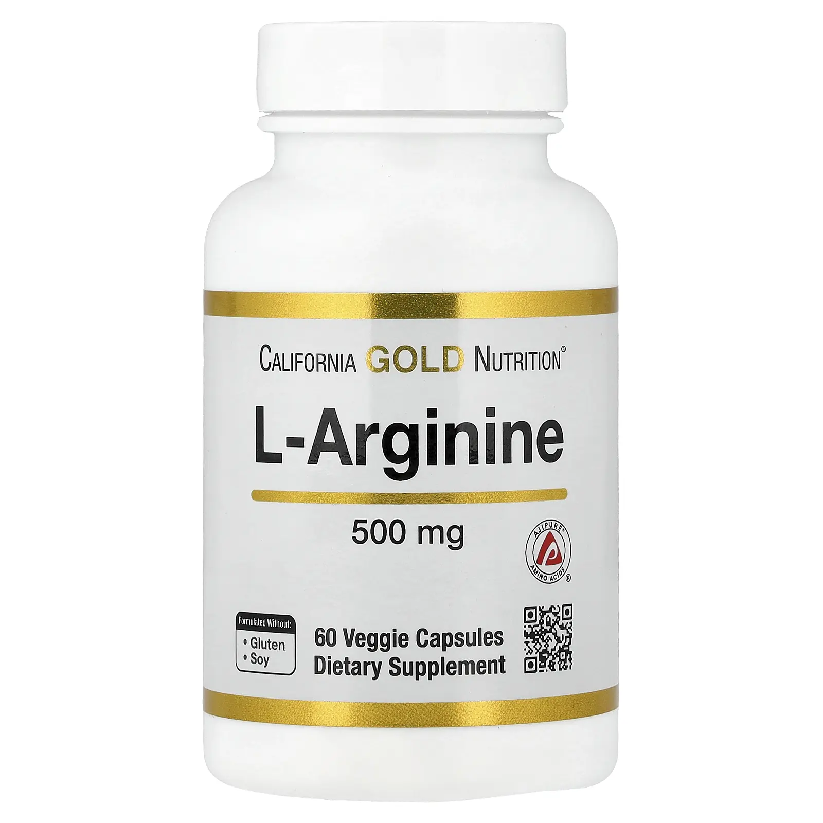 California Gold Nutrition L-Arginine, 500 mg , 60 Veggie Capsules