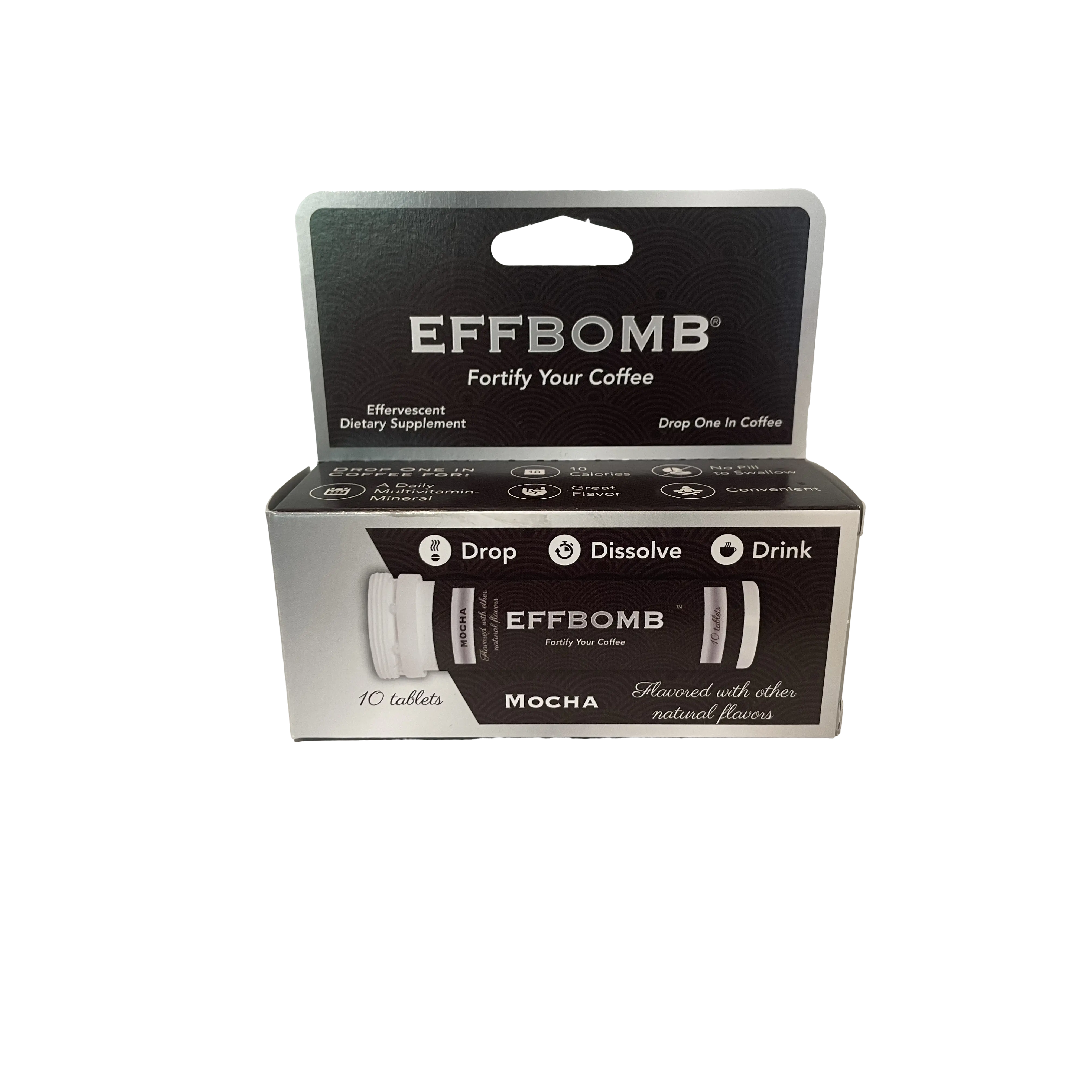 Effbomb, Mocha Fortified Coffee Tablet, Morning Energy Support, High Bioavailability Nutrients, 1 Pack (Net Wt. 30g) Beverage