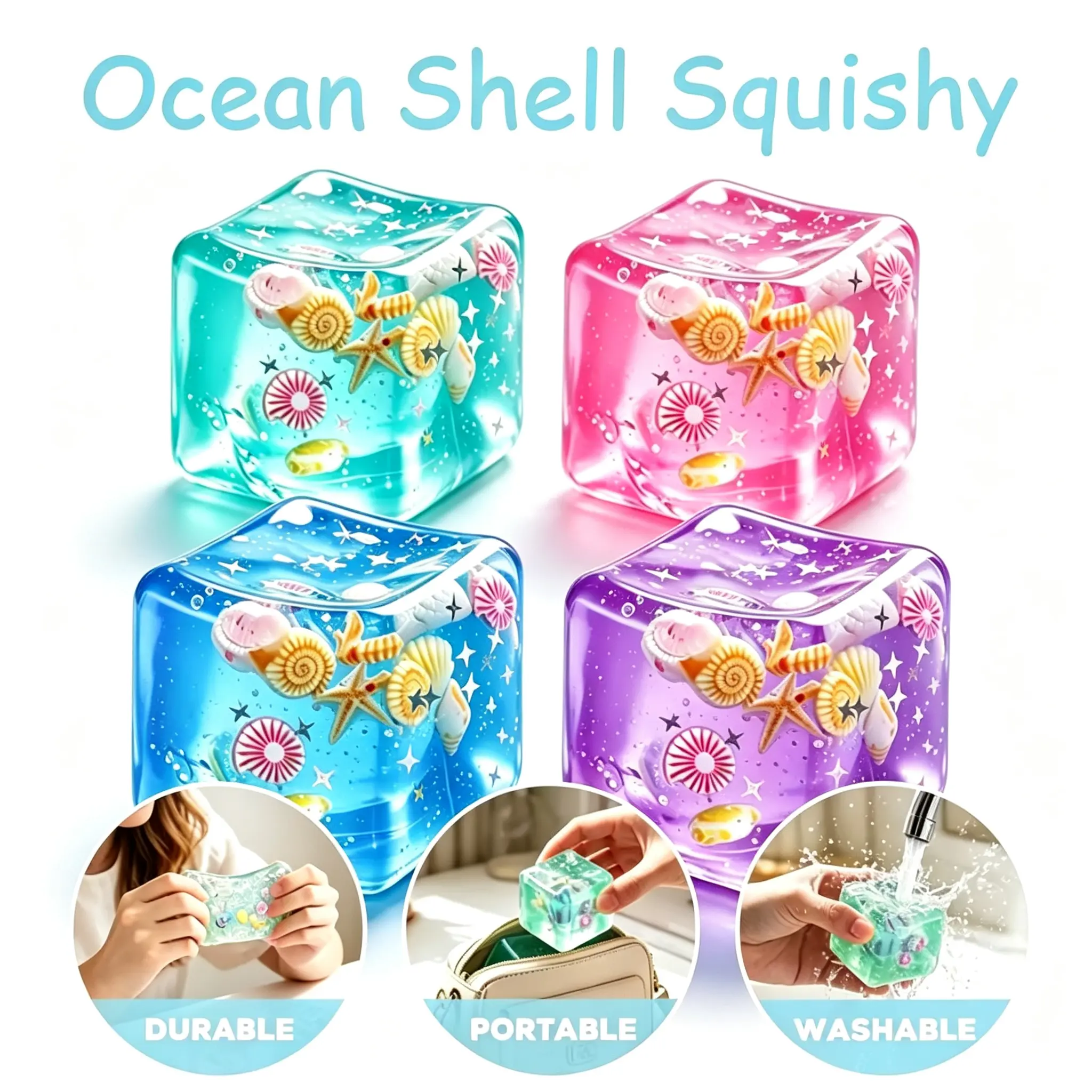 Summer New Arrival 3D Cartoon Squishy Cube Fidget Toy, Repeated Squeeze Sensory Stress Relief Decor Cube, Ideal Party Birthday Gift & Classroom Reward for Teens Adults Friends Family