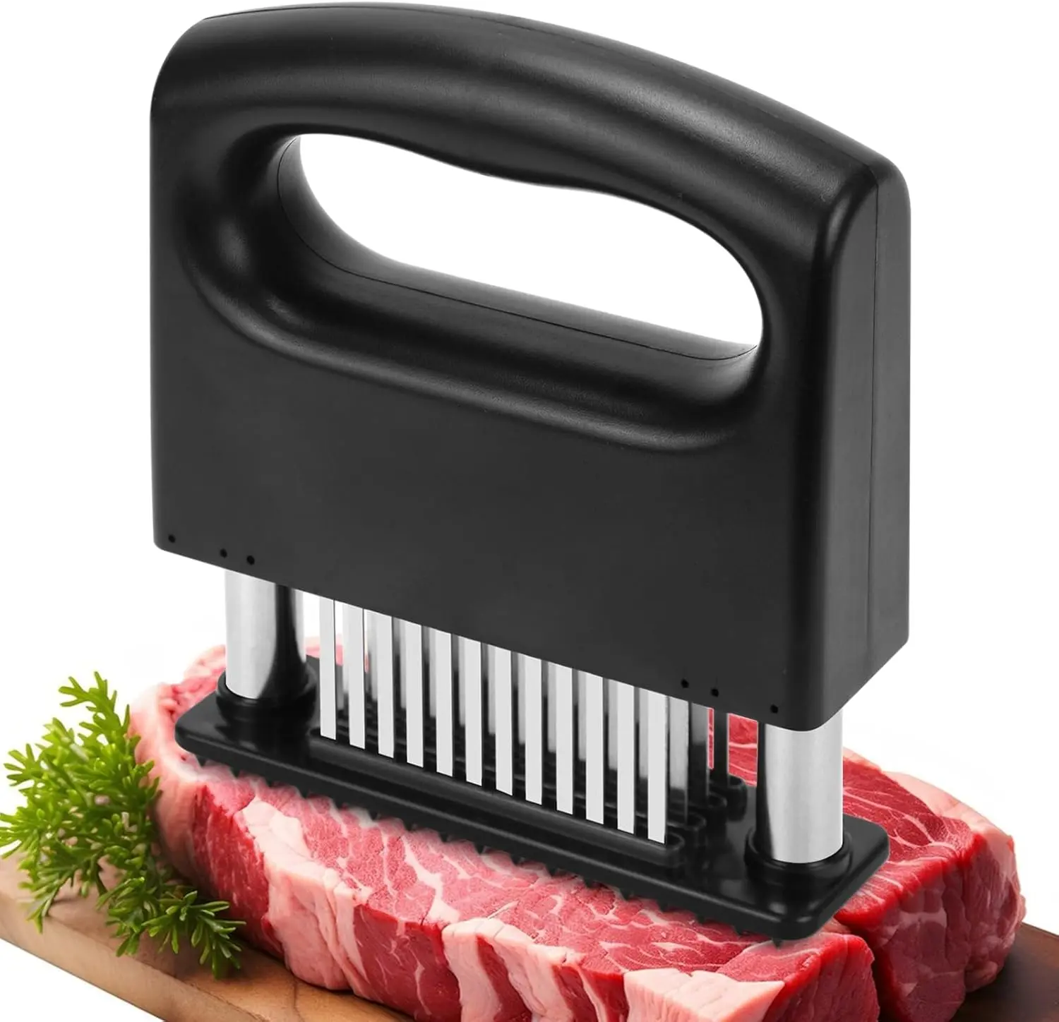 [summervibes]Meat Tenderizer Tool, 48 Stainless Steel Ultra Sharp Needle Blades Meat Tenderizer Stapler for Tenderizing Steak/Beef/Pork/Turkey/Fish/Poultry/Veal Marinade,Black gift choice