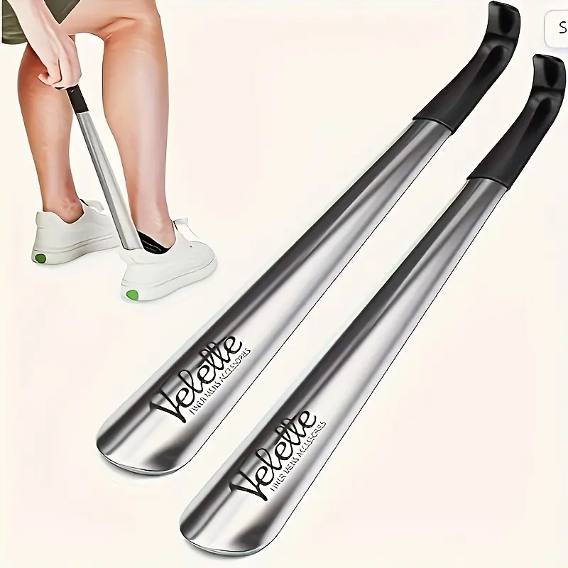 Stainless Steel Shoe Puller, Upgraded Lengthened And Thickened Durable Design with Non-slip Handle, Ergonomic Design, Suitable for Middle-aged and Physically Challenged People, 16.5 Inch, 1pc, Holiday Gifts