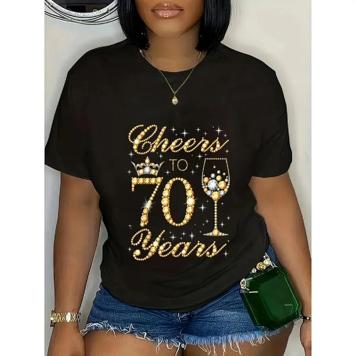 cotton Cheers to 70 Years 70th Queen's Birthday 70 Years Old T-Shirt casual Fashion graphic tees women