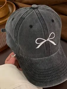 Women's Bowknot Embroidered Classic Baseball Cap, Casual Outdoor Sports Hat for Women, Stylish Hat, Fashion Accessories for Daily Wear