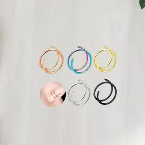 20g double nose hoop, double ring nose ring (1 hoop)