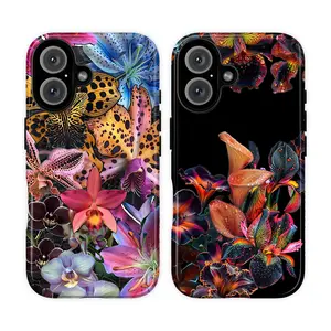 Dark Flower Phone Case – Gothic Tropical Alt Aesthetic Flower Phone Cover for iPhone 17 16 15 14 13 12 11 Pro Max XR XS 8 7 Plus SE | Vibrant Tropical Flower Cover, Shockproof Protective Cover, Edgy Gothic Aesthetic Gift for Men Women BFF Couple