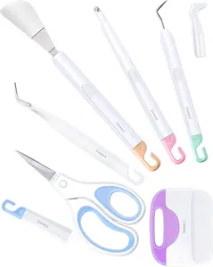Weeding Tools for Vinyl, 6PCS Basic Tools Set fits Cricut, Precision Craft Vinyl Tool Kit, Scoring Stylus/Weeder/, Scraper/Spatula/Tweezers/Scissors for Vinyl,Paper & Iron-on Projects,Colored