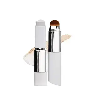 O'Elroel Blance Cover Cream Stick V White 0.45 oz - Korean Color-Changing Foundation Stick with Volufiline - Medium to Full Coverage Dewy Finish Base Makeup - Dual-Ended Detachable Brush