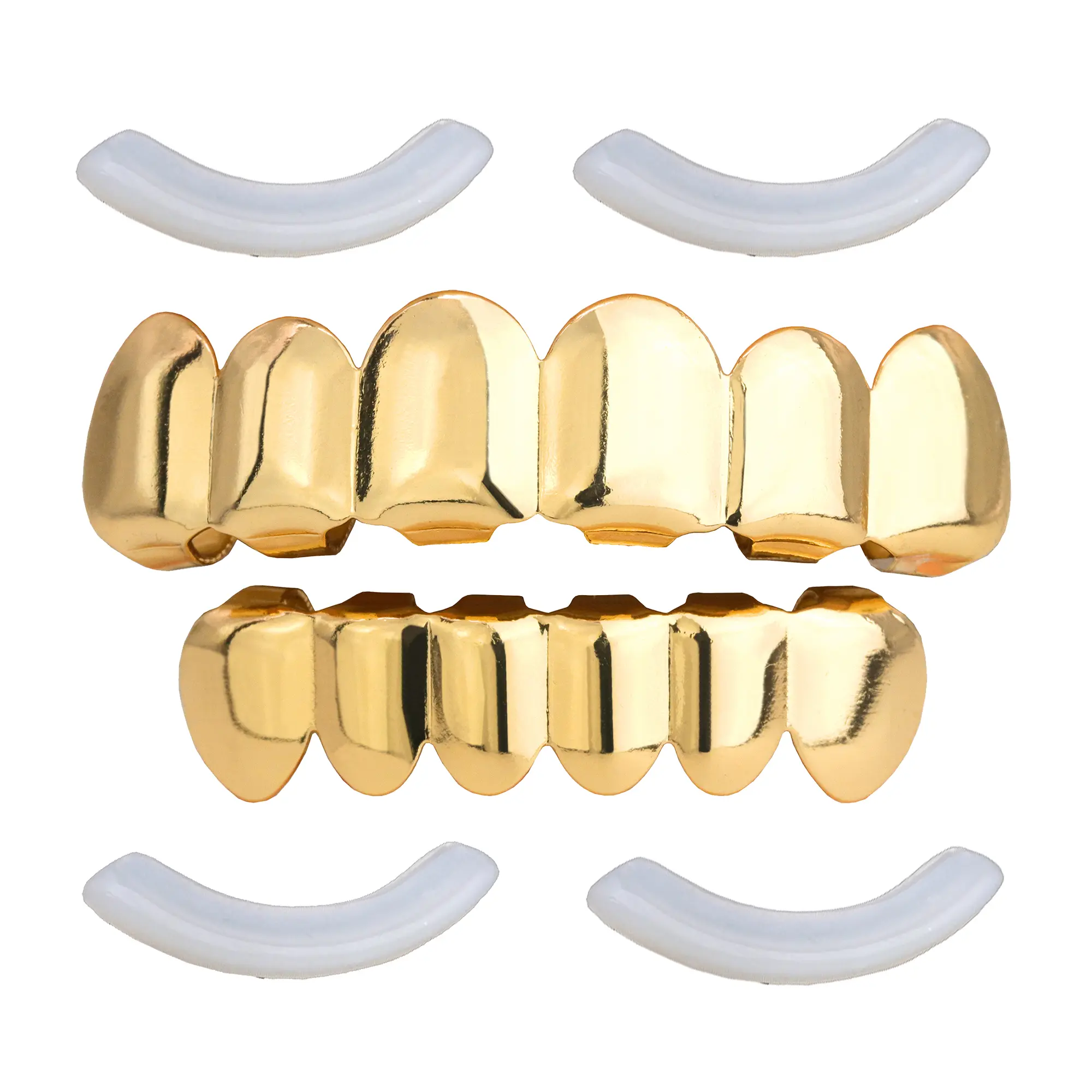 14k Grillz Top & Bottom Gold Plated Hip Hop Men's Fashion Teeth 14k Grillz Top & Bottom Gold Plated Hip Hop Men's Fashion Teeth