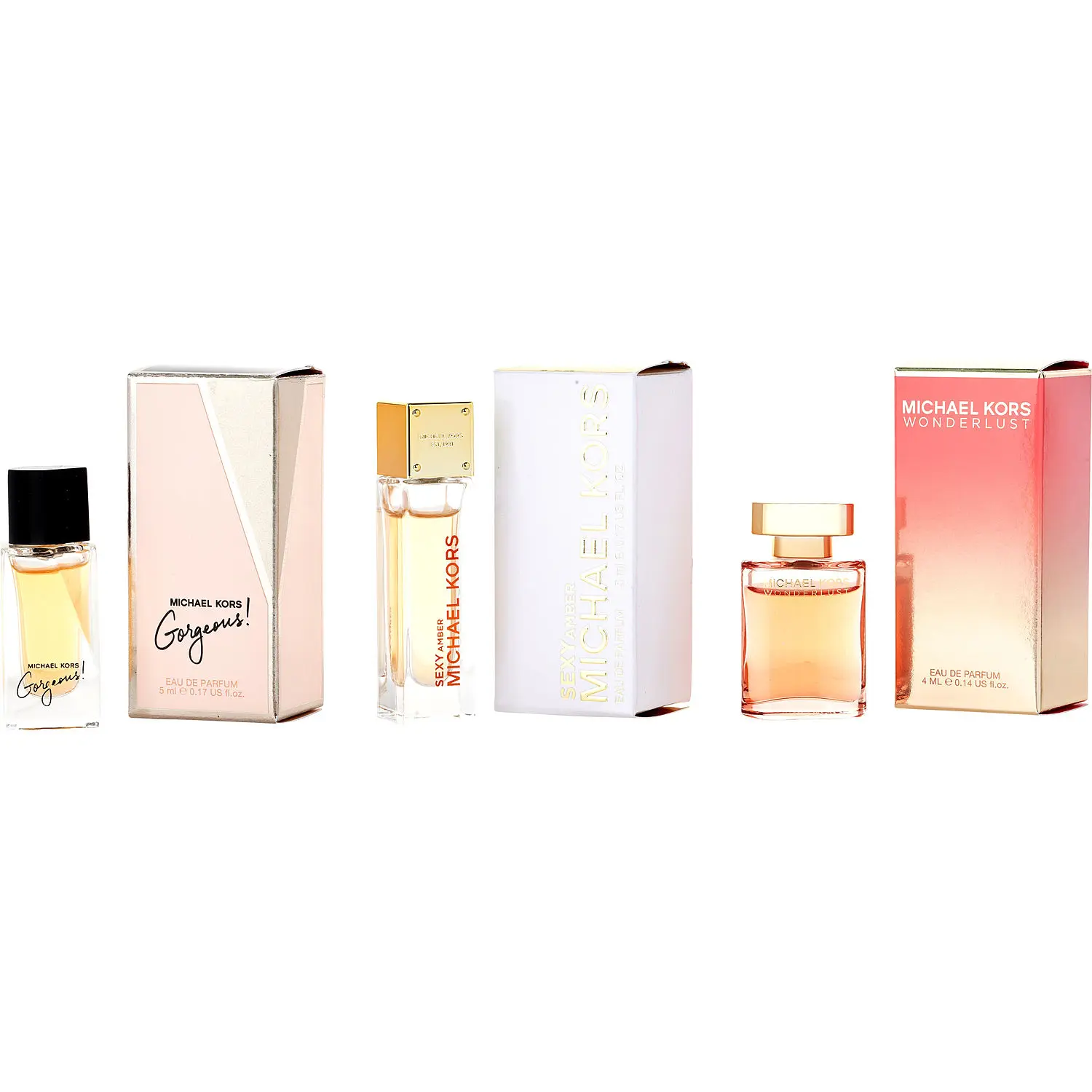 Michael Kors Variety Set-3 Piece Mini Variety With Wonderlust 0.14 Oz & Gorgeous 0.17 Oz & Sexy Amber 0.14 Oz And All Are Eau De Parfum Minis For Women