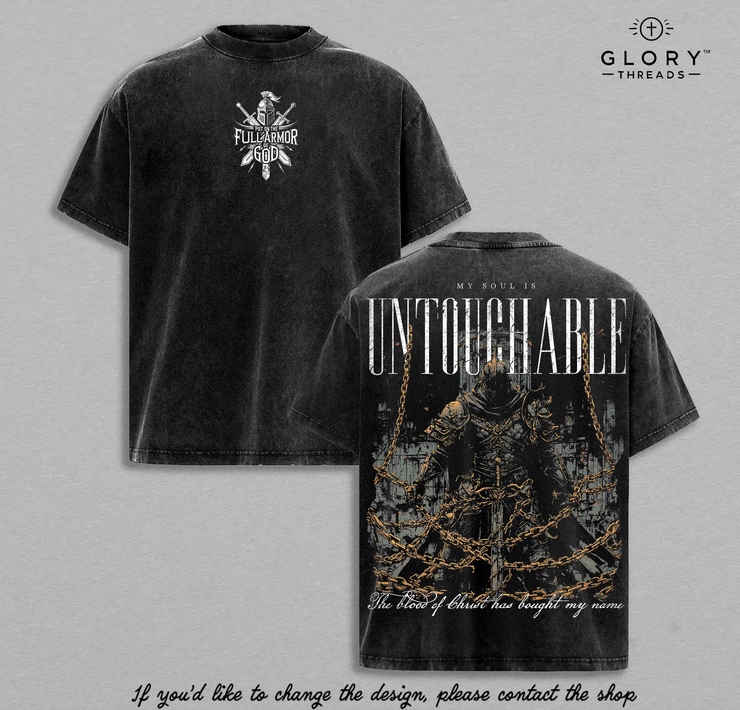 Warrior of God Christian T-Shirt | Full Armor of God Vintage Washed Tee / Hoodie | Spiritual Warfare Streetwear | Jesus Faith Shirt | Christian Warrior Graphic | Jesus Apparel Ephesians 6:10-18