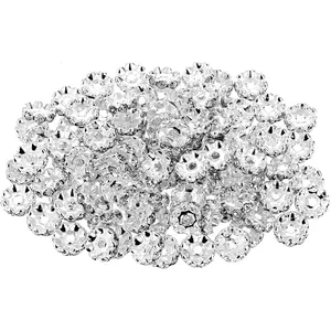 100 count 12mm Rhinestone Spacer Beads for  Making for Pens Rondelle Spaced Beads  White Beadable Pens Beads Round  Charms for DIY Bracelet Necklace  Making Supplies
