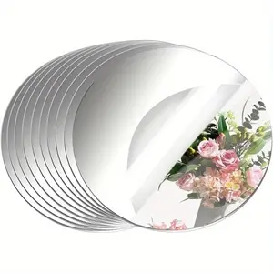 10 piece set, circular acrylic desktop decoration tray, 20cm mirror candle holder tray, suitable for centerpiece decoration of dining tables, wedding decoration, birthday and party decoration, home art decoration, Wedding Centerpieces